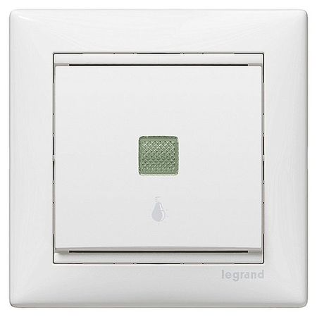 Выключатель 1-клавишный кнопочный Legrand VALENA, с подсветкой, скрытый монтаж, белый