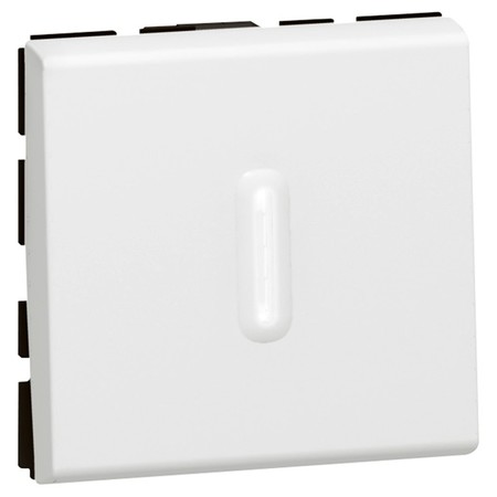 Переключатель 1-клавишный кнопочный Legrand MOSAIC, с подсветкой, скрытый монтаж