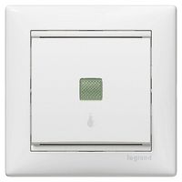 Выключатель 1-клавишный кнопочный Legrand VALENA, с подсветкой, скрытый монтаж, белый