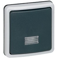 Выключатель 1-клавишный кнопочный Legrand PLEXO 55, с подсветкой, скрытый монтаж, серый